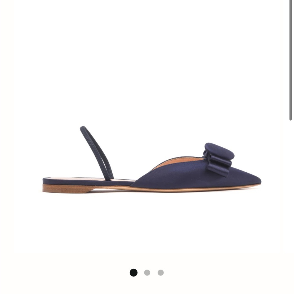 NIB Rupert Sanderson Navy Satin Slingback Flats
